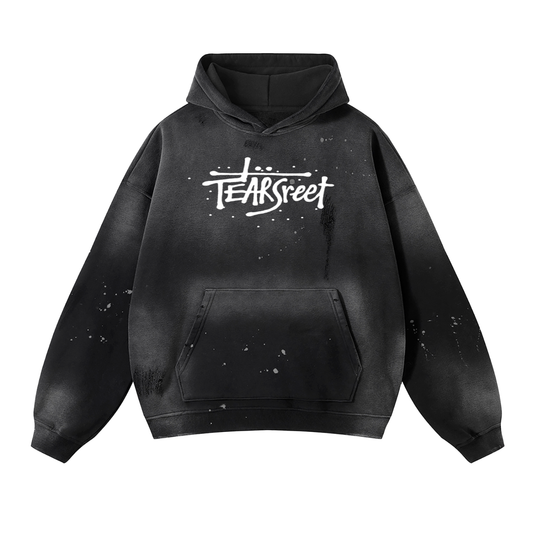 Vintage Washed Frayed Fleece Hoodie