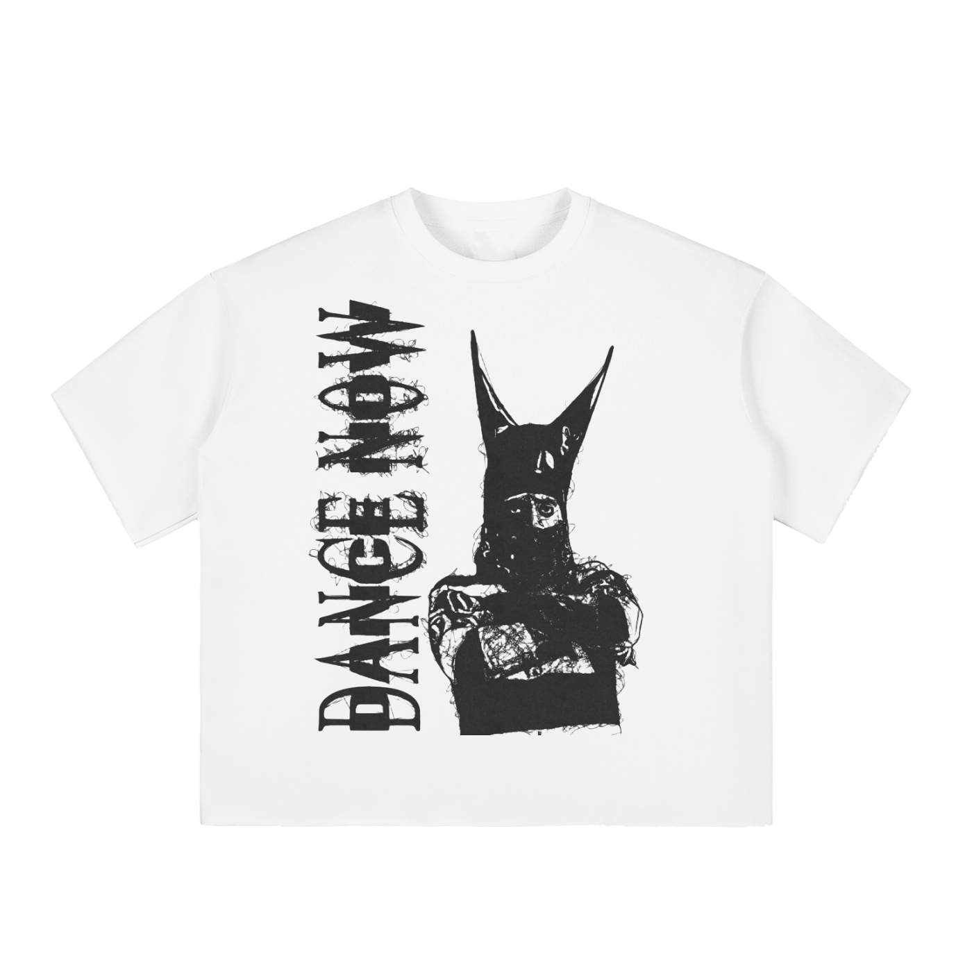 Boxy Half-Sleeve Raw-Edge T-Shirt