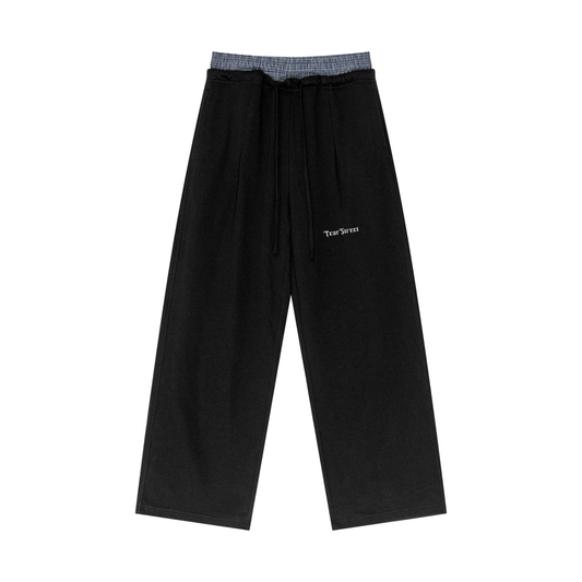 Plaid Contrast Waist Pants