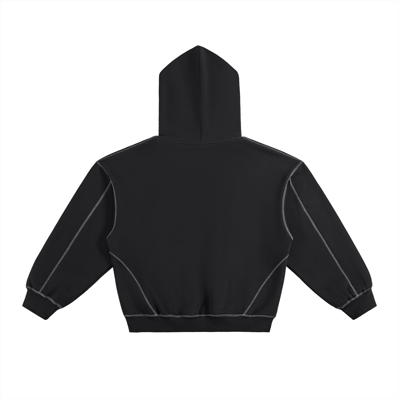 TearStreet Contrast-Stitched Boxy Fleece Hoodie