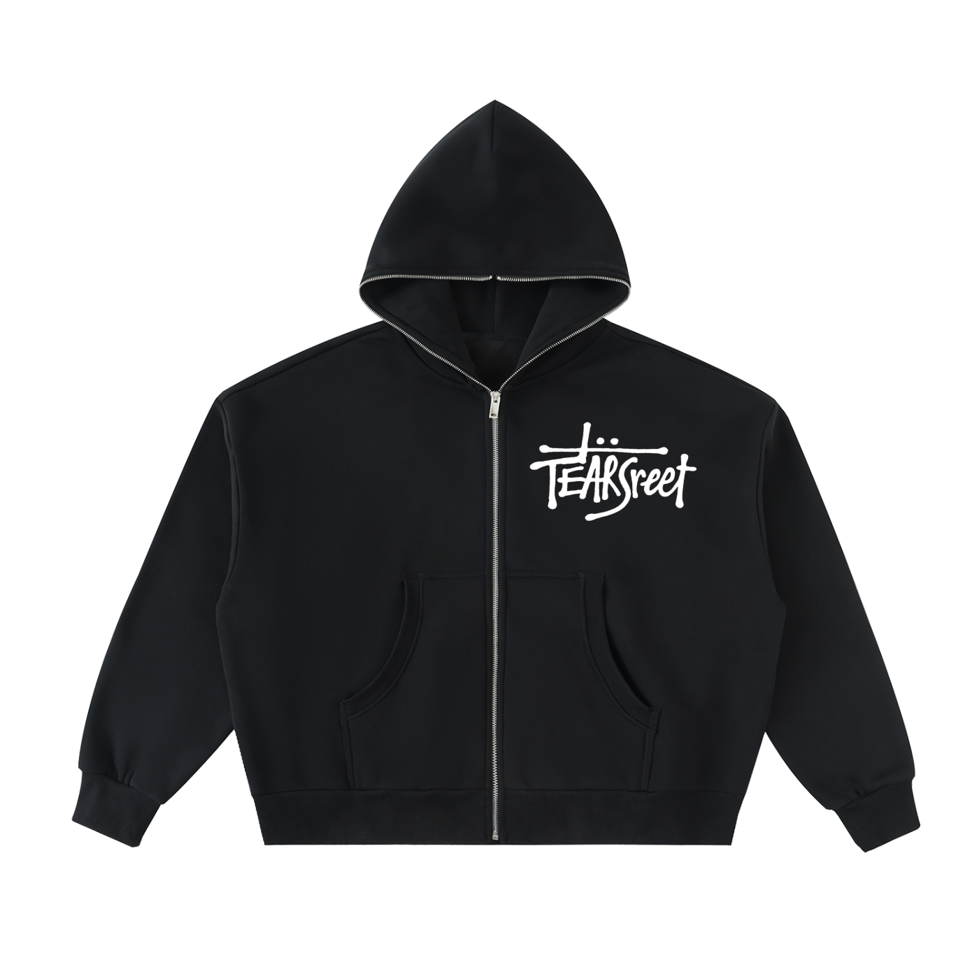 TearStreet Fleeced Full-Zip Boxy Hoodie