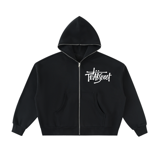 TearStreet Fleeced Full-Zip Boxy Hoodie