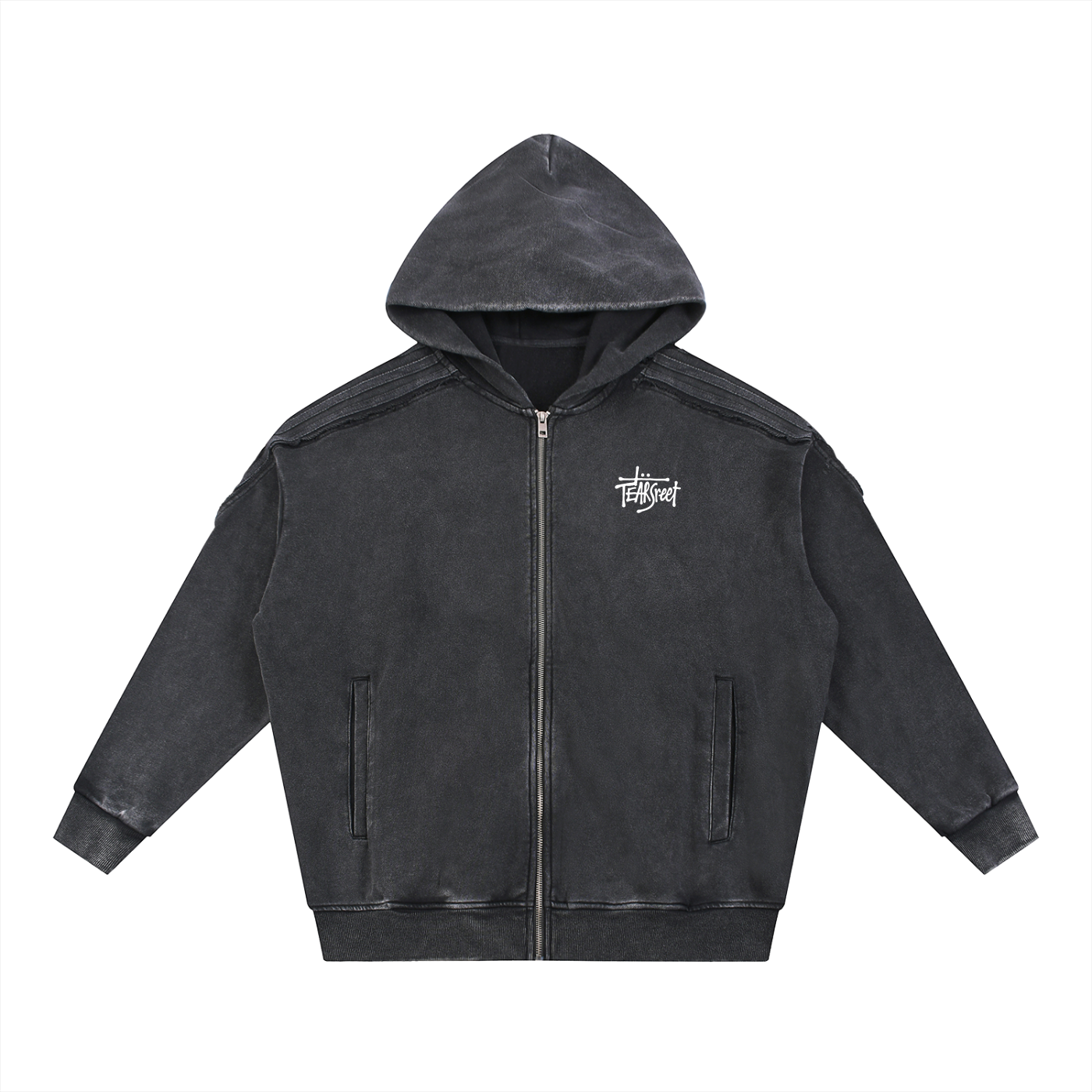 TearStreet Snow Washed Tracksuit | Raw Edge Zip Hoodie & Sweatpants