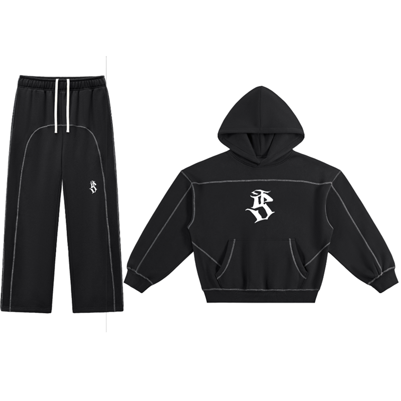 TearStreet Contrast-Stitched Boxy Fleece Hoodie