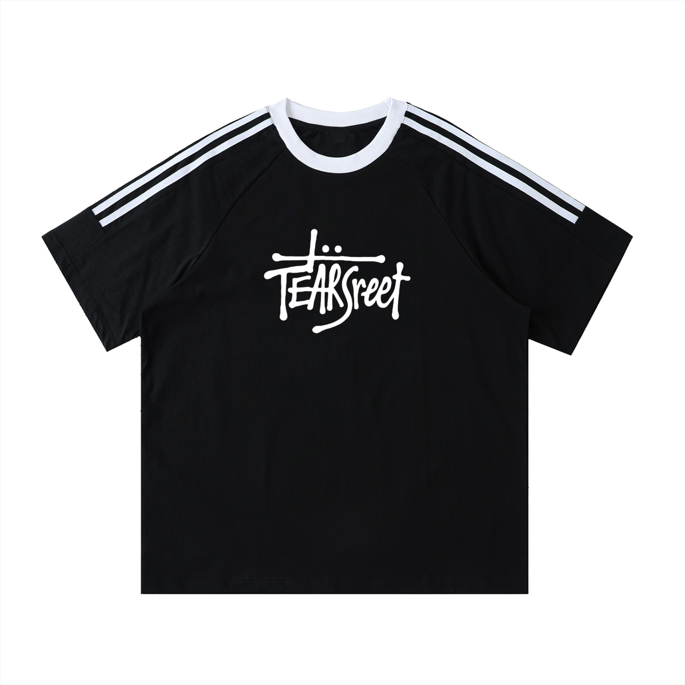 Contrast Tape Crewneck Cotton T-Shirt