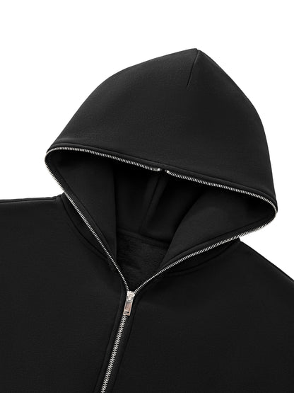 TearStreet Fleeced Full-Zip Boxy Hoodie
