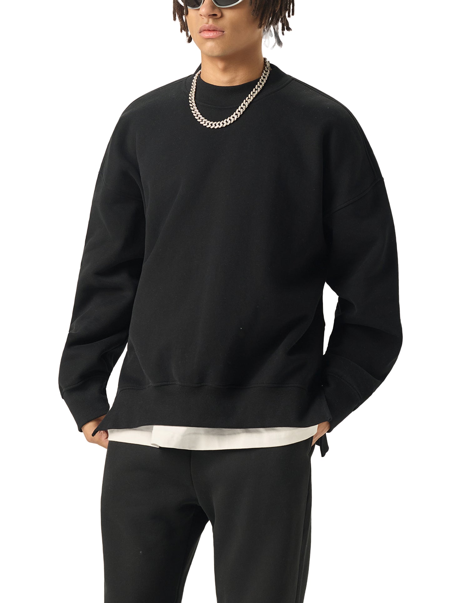 TearStreet Side Slit Crewneck Sweatshirt